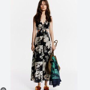 Rare H&M White Lotus Black/White Twist-detail dress, Sz XS, Sold Out, Retail $70